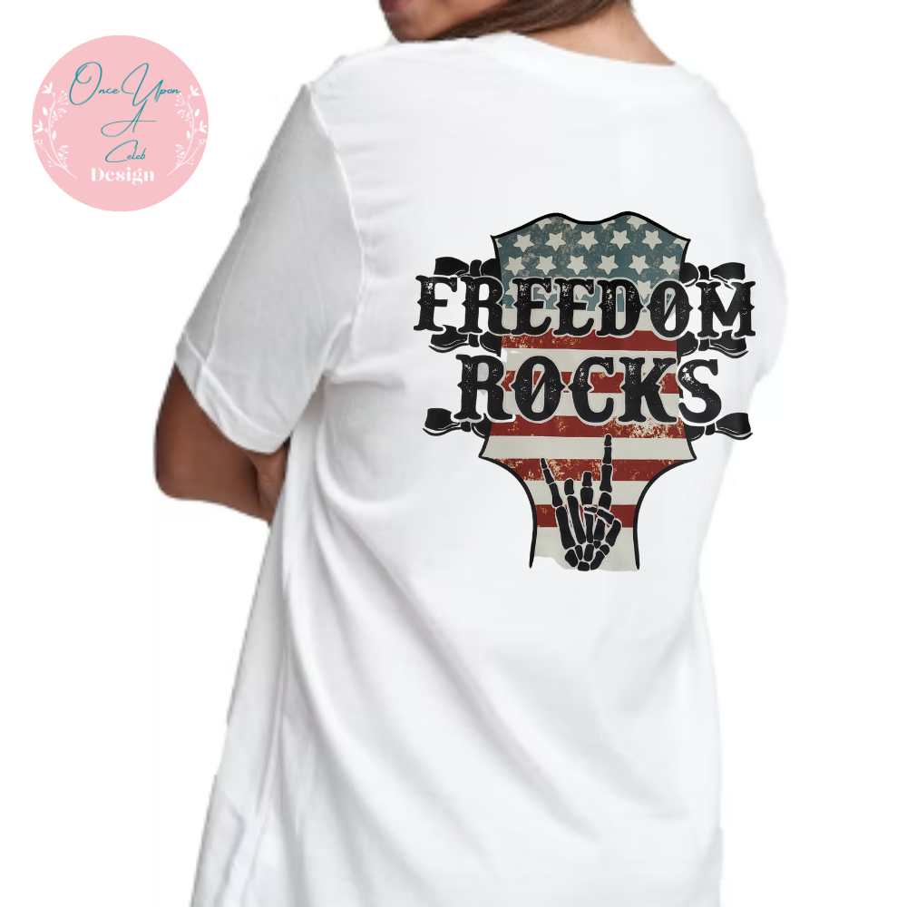 Youth and Toddlers Freedom Rocks white t-shirt by Once Upon A Celeb Design