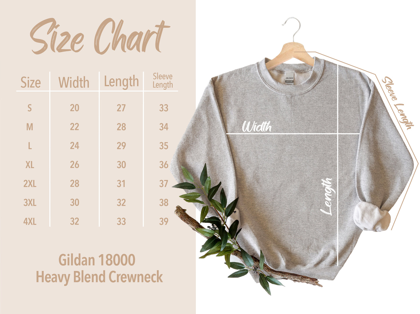 Gildan Sweatshirt Size Chart By once upon a celeb design
