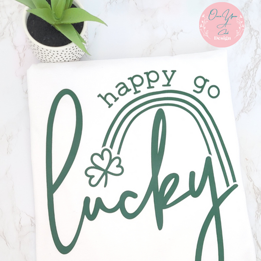 Happy Go Lucky t-shirt By Once Upon A Celeb Design www.onceuponacelebdesign.com