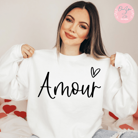 Amour White Sweatshirt I By Once Upon A Celeb Design www.onceuponacelebdesign.com