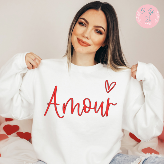 Amour White Sweatshirt I By Once Upon A Celeb Design www.onceuponacelebdesign.com