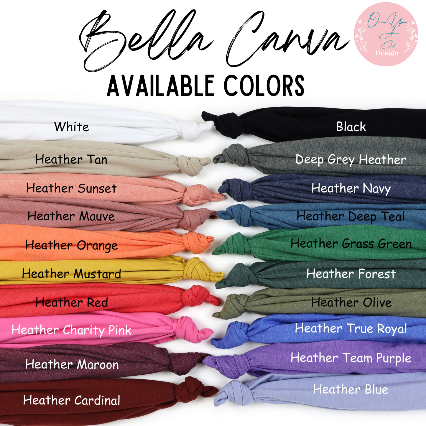 Bella Canva Available color chart By Once upon A Celeb Design
