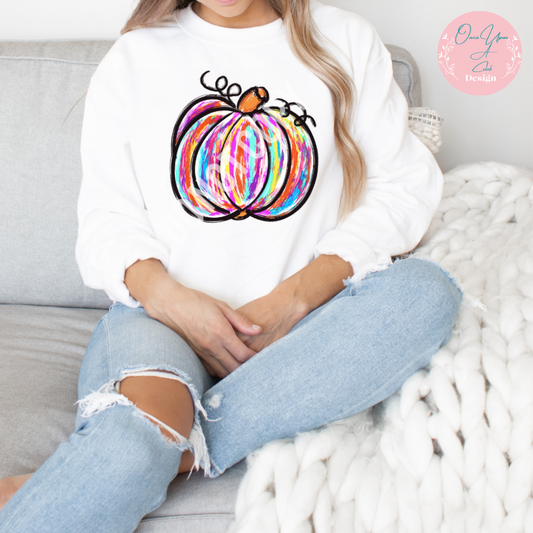 Colorful Pumpkin Sweatshirt By Once Upon A Celeb Design