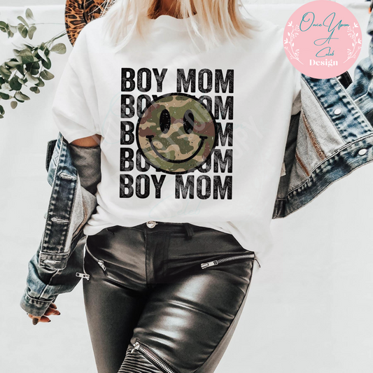 Boy Camouflage Happy face Mom t-shirt by Once Upon A Celeb Design