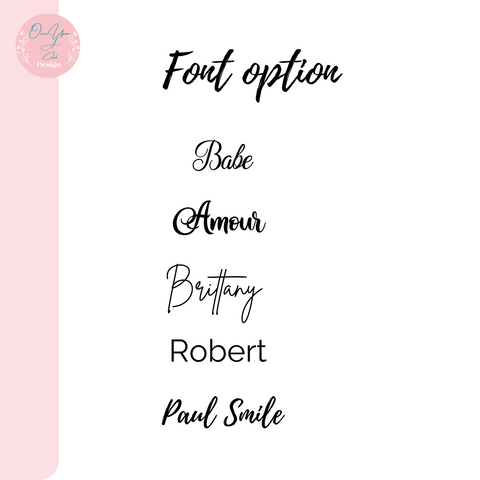 Font options for Custom Text By Once Upon A Celeb Design