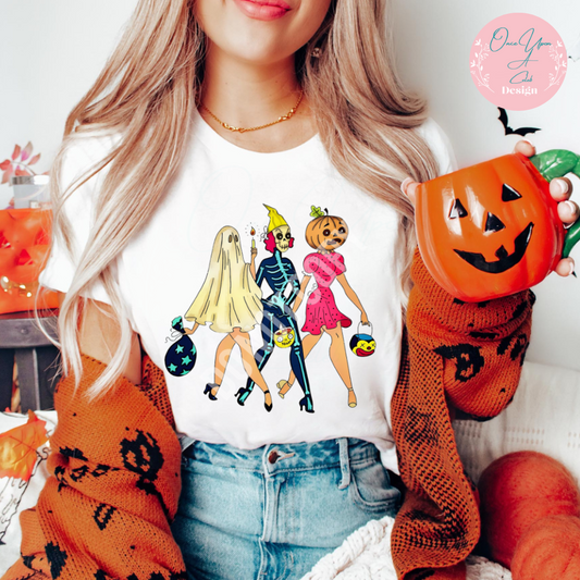 Three Ladies of Halloween T-shirt By Once Upon A Celeb Design