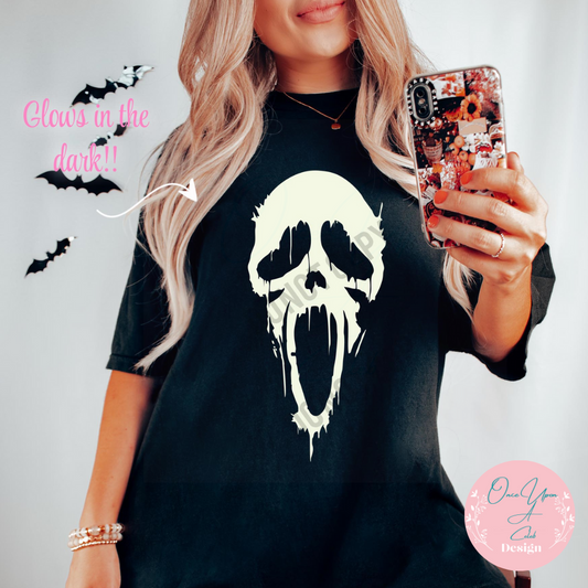 Oversized Scream Glow in the Dark Black T-shirt By Once Upon A Celeb Design