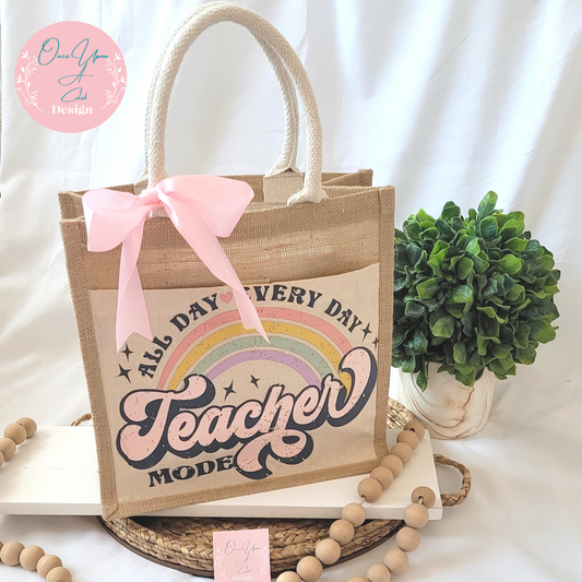 All Day Every day Teacher mode Jute bag By Once Upon A Celeb Design