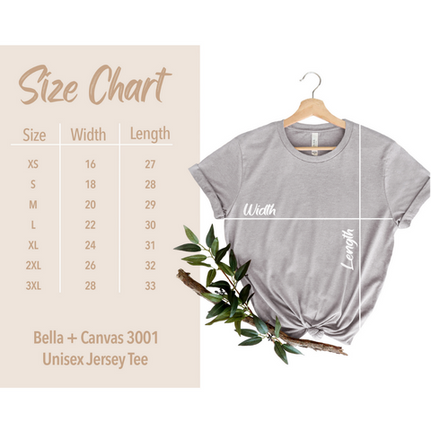 Bella Canva Size Chart By Once Upon A Celeb Design