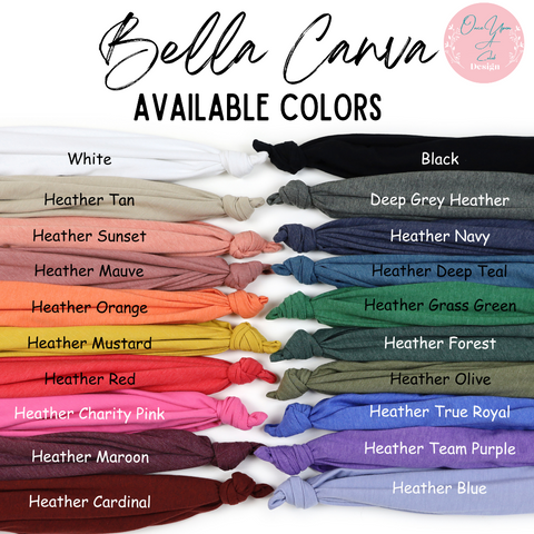 Bella Canva Color T-shirt Chart